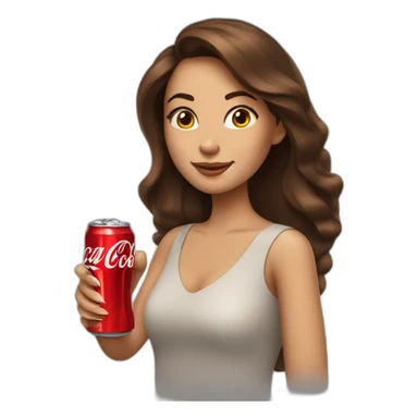A woman with brown hair drinks Coca-Cola sticker