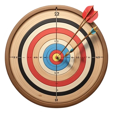 A bow with an arrow drawn back, aimed at a target with concentric rings. The background suggests a calm, outdoor archery range, emphasizing the precision, focus, and skill required in archery as a competitive sport. sticker