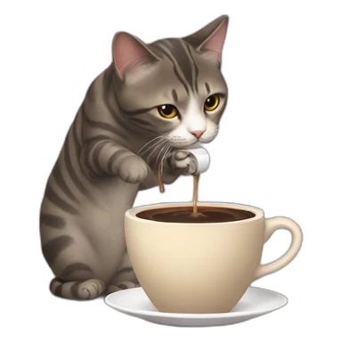 Cat pouring a slow coffee sticker