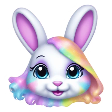 Lisa frank pastel sparkle easter bunny sticker