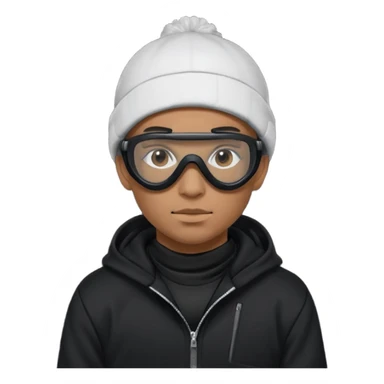 skier with black goggles hoodie and face mask looking stylish like an underground rapper sticker