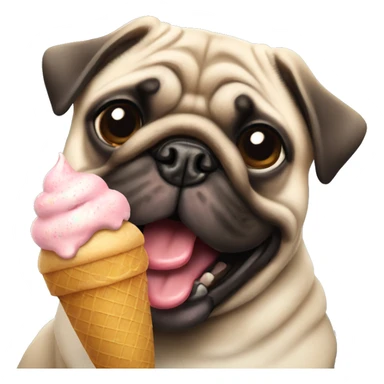 Pug eating ice cream  sticker