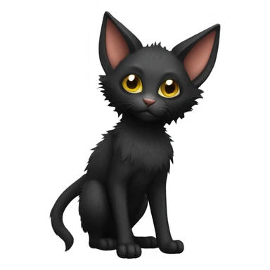 Black Lykoi cat with bat wings full body sticker