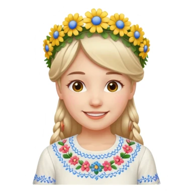 Ukrainian girl in a white embroidered shirt with a flower crown on her head sticker