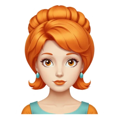 orange hair styled in a retro bouffant sticker