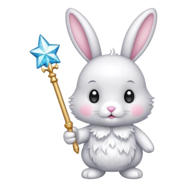 Fairy glitter bunny with wand  sticker