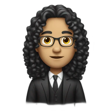 white lawyer with curly black long hair sticker