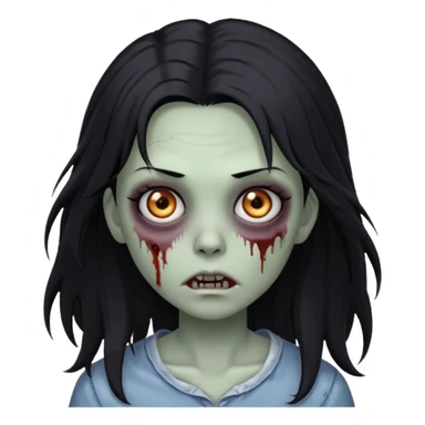 zombie girl with long wispy black hair sticker