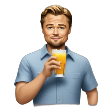 Leonardo DiCaprio with drink sticker