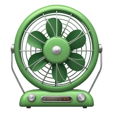 Vintage Electric Fan – retro green body, metal grill, humming softly. sticker