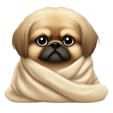 Pekingese cozy in beige blanket sticker