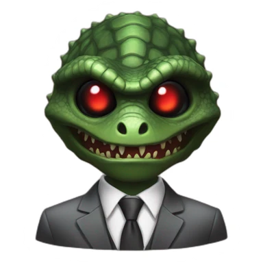 Reptiloid in a black suit with red laser eyes sticker