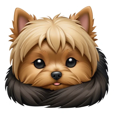 Meme-Worthy Cute Sleeping Yorkshire Terrier Portrait Emoji, Head resting gently with a peaceful, contented expression and softly closed, dreamy eyes, featuring a well-groomed, silky fur in rich hues, simplified yet irresistibly endearing, highly detailed, glowing with a gentle, drowsy radiance, high shine, exuding relaxed, heart-melting charm, styled with a soft glowing outline, capturing the essence of a sleeping Yorkshire Terrier that looks as if it could drift off into a sweet, meme-worthy slumber! sticker
