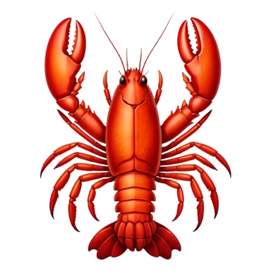 Cinematic bright red rock lobster, detailed hard shell, claws slightly open, freshly cooked, warm glowing tones, rich and indulgent. sticker