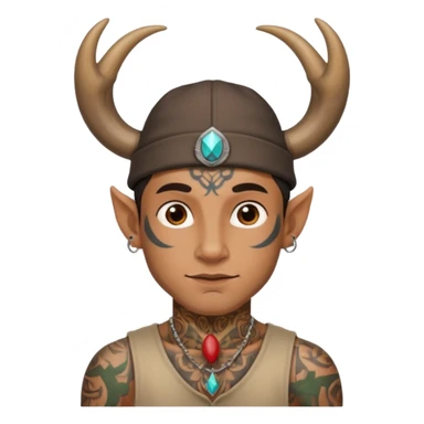 guy with tattoos, hat and horns sticker