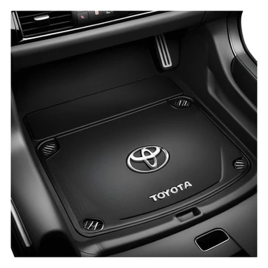 a black textured surface, likely a piece of automotive trim or a floor mat, featuring the branding for a Toyota Fortuner.
 sticker