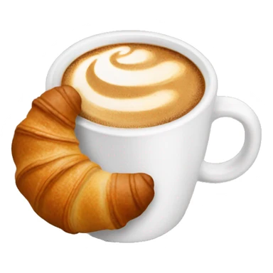 Cup of cappuccino with croissant sticker