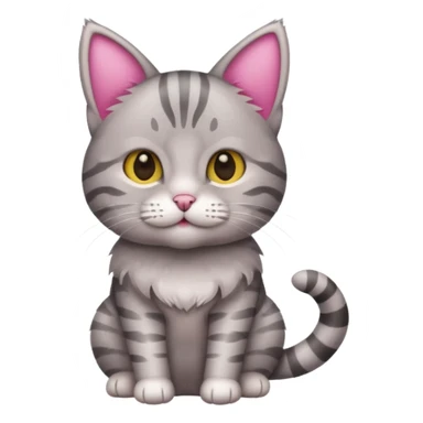 grey tabby cat: pink ears fur sticker