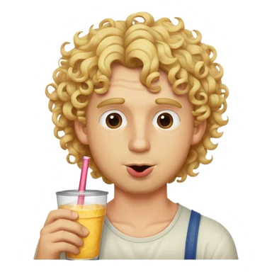 Curly hair blonde guy sucking straw sticker