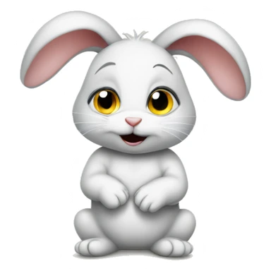 an anxious baby rabbit in t-shirt sticker