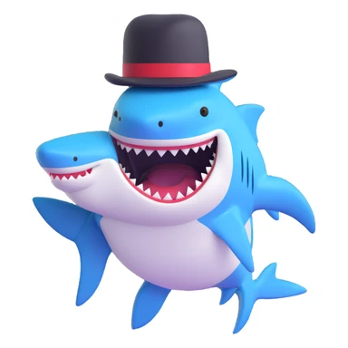 shark wearing a top hat sticker