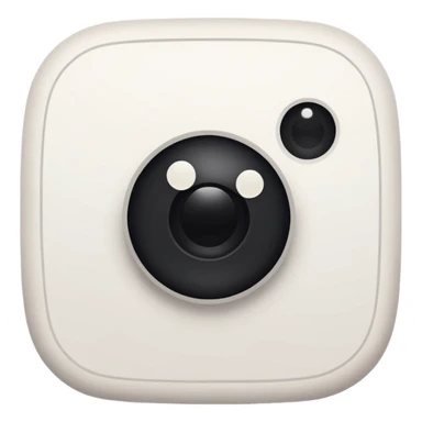 A white hand-drawn doodle of [instagram] with simple black dot eyes and thick, rough outlines. Minimalist style centered on a solid-colored circular background. sticker