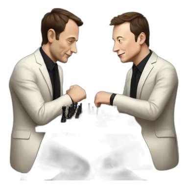 Macron and Elon Musk play chess sticker