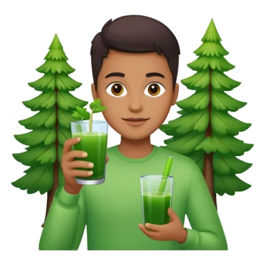 juice,forest fruits, person, green juice sticker