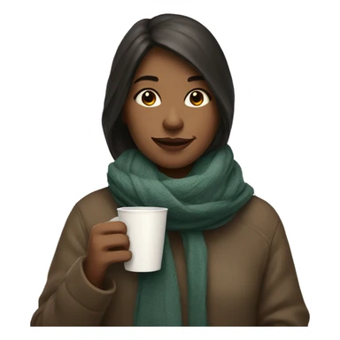 Girl with scarf on her shoulder and cup of coffee  sticker