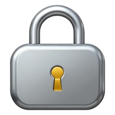 Chrome silver lock emoji, iOS emoji style, smooth metallic surface, rounded edges, reflective highlights, minimalistic sticker