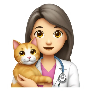 cat cuddles veterinarian girl sticker