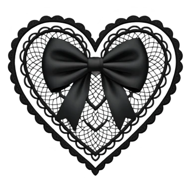 black lace heart with a small bow accent sticker