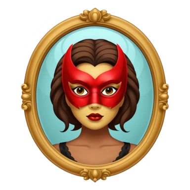 Killer on mask on fancy mirror behind woman sticker