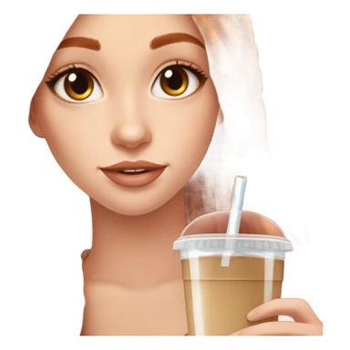 Beautiful fair skin long orange red hair girl brown eyes fair skin girly beautiful drinking straw iced ice coffee clean white beautiful sticker