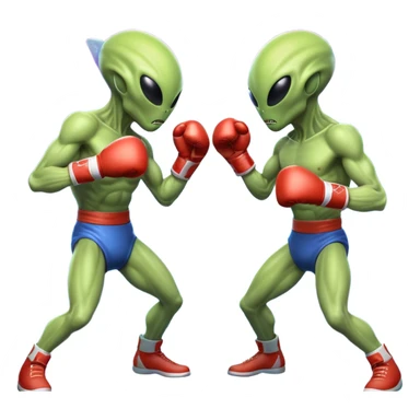 two alien fighters boxing, mid-punch action, motion blur effect, glowing energy impact, dramatic lighting, 3D cartoon, mobile game icon style, clean background, no text, no watermark
 sticker