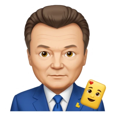 realistic emoji-style headshot of Viktor Yanukovych, Ukrainian ex-president, with his signature hairstyle and facial features, iPhone emoji style sticker