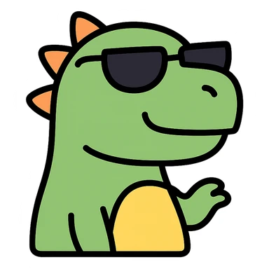 dinosaur wearing sunglasses, colorful icon sticker