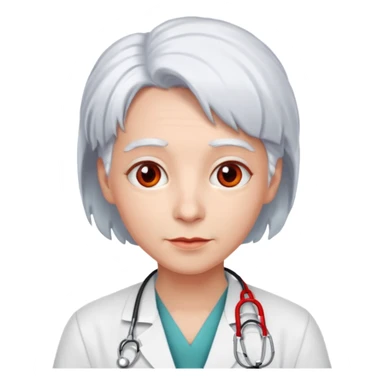 doctor with white hair and red hairclips  sticker