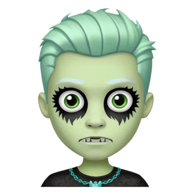 Frankie stein monster high doll boy with 5-o-clock shadow , pale white-green skin, face stiches  sticker