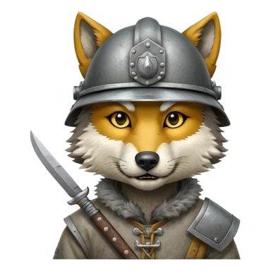 wolf face, mogolian ancient with small knife and steel helmet sticker