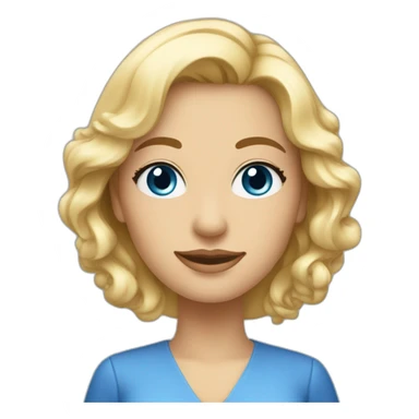 une femme blonde aux yeux bleus avec une robe sticker