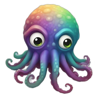 a multi-colored kraken who is afraid sticker