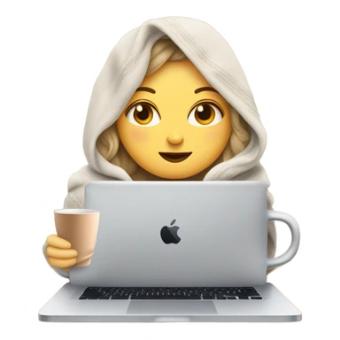 White Girl drinking tea with blanket on a macbook sticker