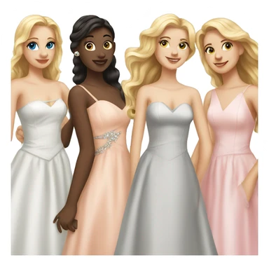 a group of white girls in prom dresses sticker