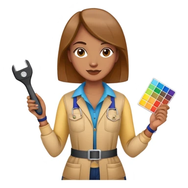 Interior designer with color swatches and measuring tape sticker