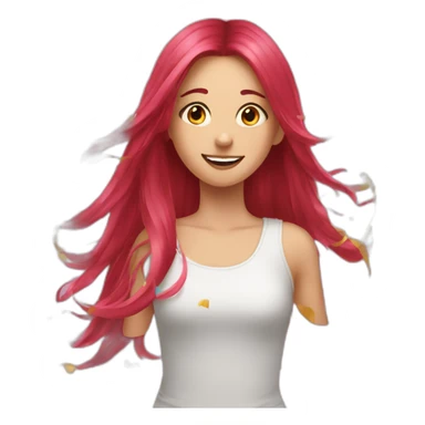 girl-long-straight-rosered-hair-throwing-confetti sticker