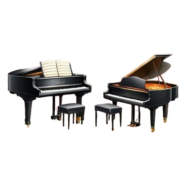 Icon for Musical Theater: a vintage stage with Broadway-style curtains, a piano, musical notes, a spotlight, and a jazz band setup. The icon should reflect the vibrant and glamorous atmosphere of 1950s American musical theater, with emphasis on performance and showmanship. Transparent background. sticker