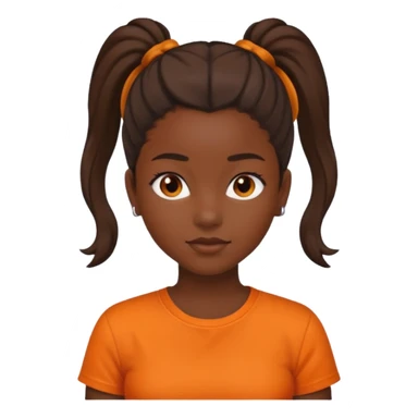 black girl with orange shirt and ponytail sticker
