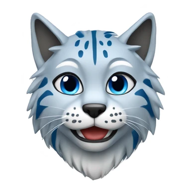 A blue lynx with a laptop sticker