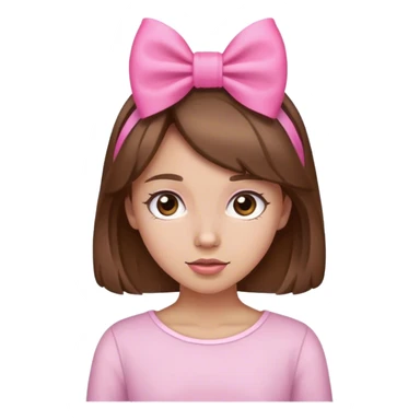 chica pelo lasio café moñito en la cabeza rosa sticker